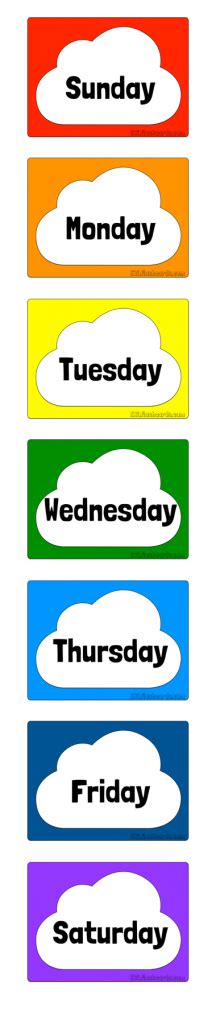 Days Of The Week Free Printable Flashcards For Teaching Esl
