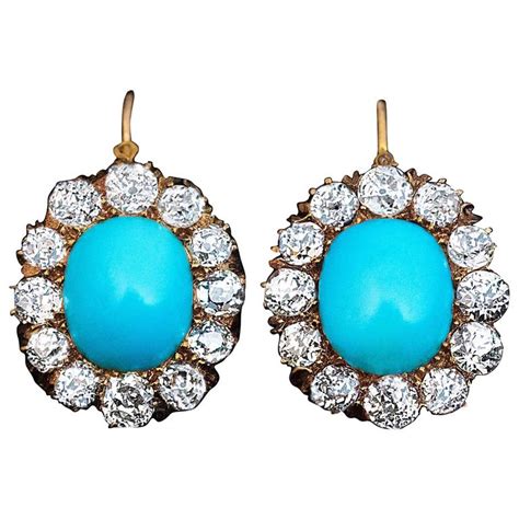 Antique Turquoise Diamond Gold Earrings At Stdibs Antique Turquoise