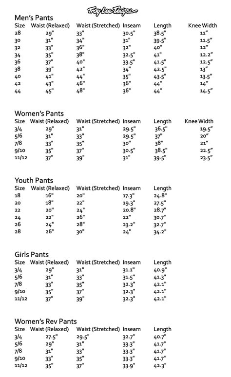 Lee Jeans Husky Size Chart