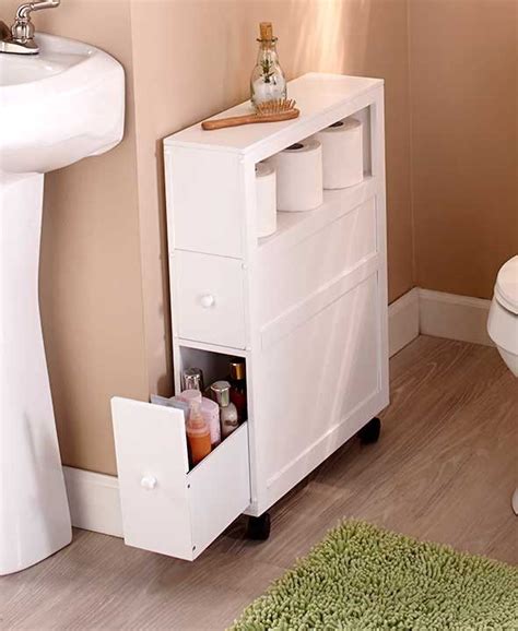 Incorporating narrow cabinets and other slim forms of organization, which can look just as slick as the furniture around them. Slim Bathroom Storage Cabinet Rolling 2 Drawers Open Shelf ...