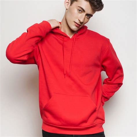 Plain Red Pullover Hoodie For Men Thestorepk