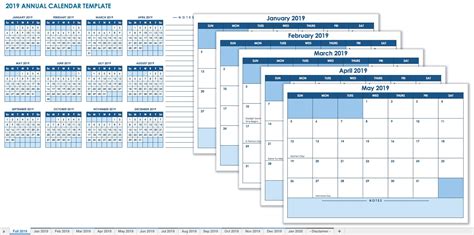 12 Month Calendar Template 2019 Excel Calendar Template Monthly