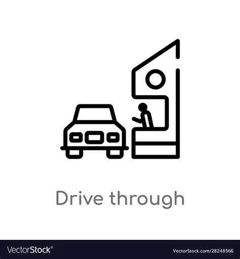 Outline Drive Through Icon Isolated Black Simple Vector Image