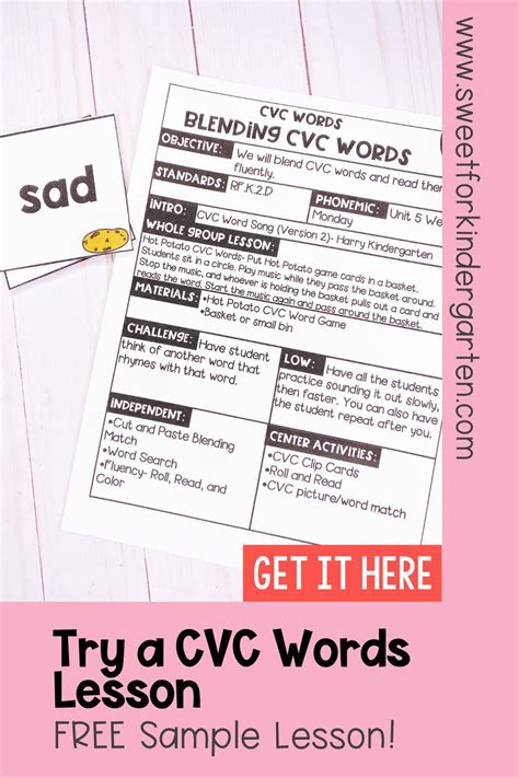 Need A Last Minute Cvc Words Lesson Plan Check Out This Free Lesson