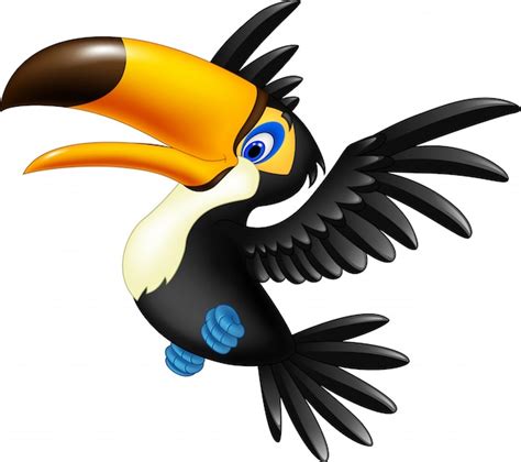 Premium Vector Cartoon Happy Toucan Flying