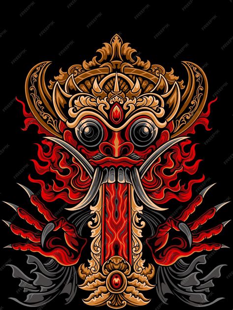 Premium Vector Barong Bali Art Mask Design Vector