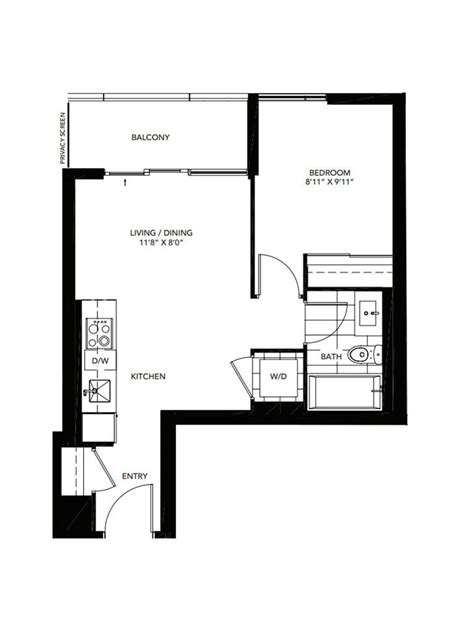 The Wyatt Condos By Daniels The Chrome 1 Bedroom Floorplan 1 Bed And 1