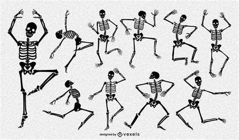 Funny Skeleton Pose Design Pack Vector Download