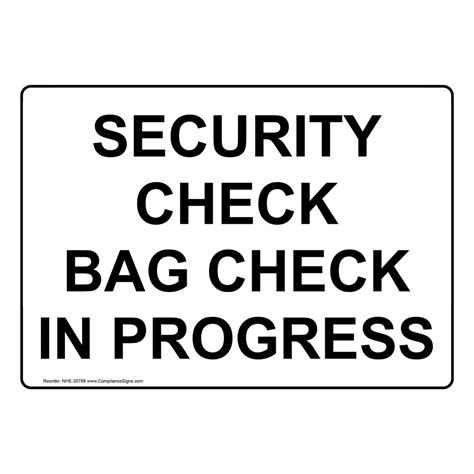 Security Check Bag Check In Progress Sign Nhe 35788