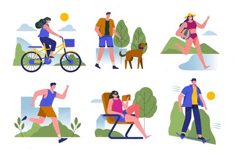 Recreational Outdoor Leisure Activities Clipart Stock Illustration