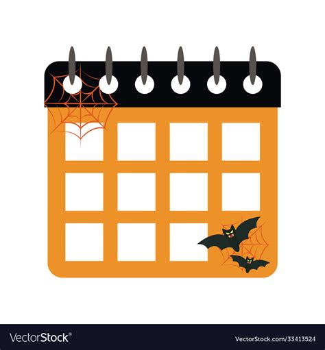 Happy Halloween Calendar Bats Cobweb Trick Vector Image