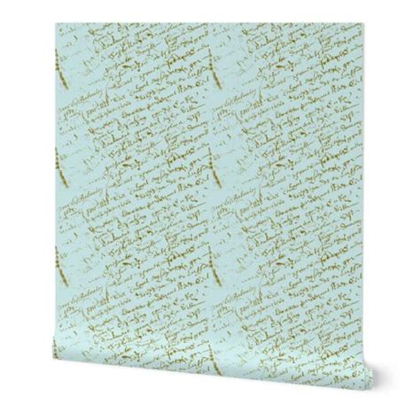 Paris Blue French Script Wallpaper Spoonflower