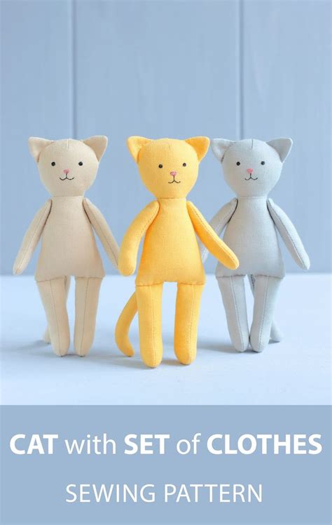 Pdf Mini Cat With Set Of Clothes Sewing Pattern — Diy Animal Stuffed