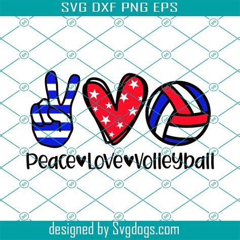 Peace Love Volleyball Svg American Svg 4th Of July Svg