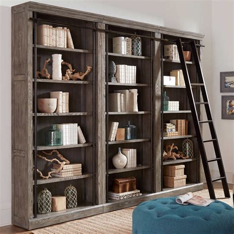 Library Wall Bookcase With Ladder