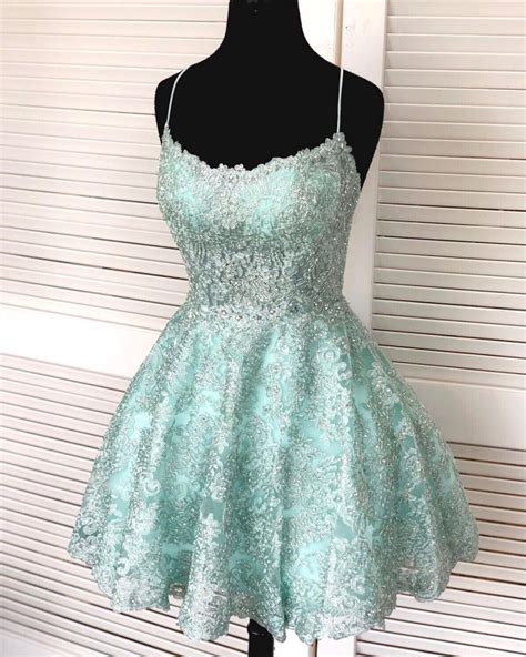 Straps Mint Green Short Lace Homecoming Dress Cute Homecoming Dresses Lv1214 On Storenvy Lace