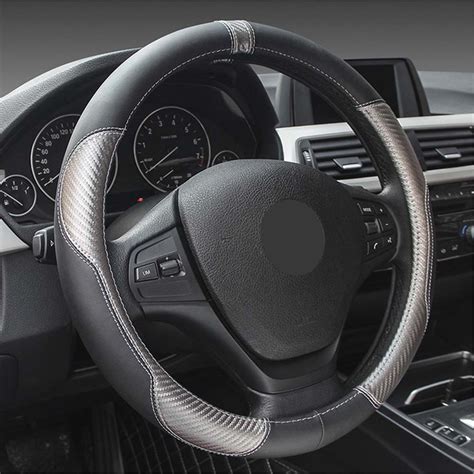 Steering Wheel Cover Carbon Fiber Leather Outer Diameter 38cm Soft