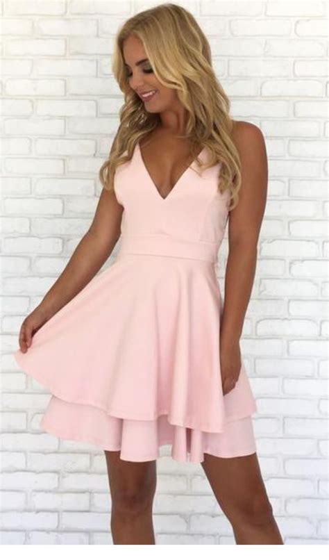 Short Pink Chiffon Homecoming Dress Party Dress Pink Dress Short