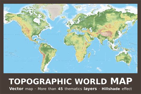 Topographic World Vector Map By Cartorical