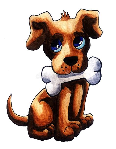 Funny Puppy Cartoon Holding Bone Stock Illustrations 190 Funny Puppy
