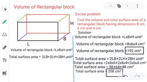 Area is measured in square units such as square inches, square feet or square meters. Volume and total surface area of rectangular block - YouTube