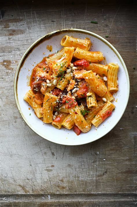 A rocket and chicory salad is a good accompaniment. Pasta with smoked salmon and chorizo | Serving dumplings