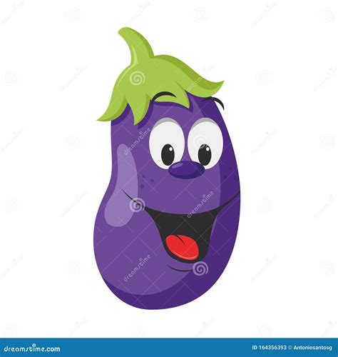 Vector Illustration Of A Funny And Smiling Eggplant In Cartoon Style Stock Vector Illustration