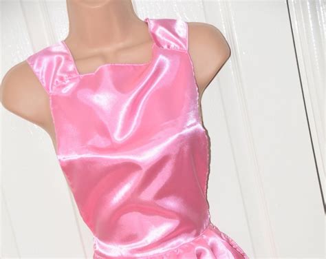 Sissy Maids Double Satin Short Panty Exposing Pinny In Pink Sissy