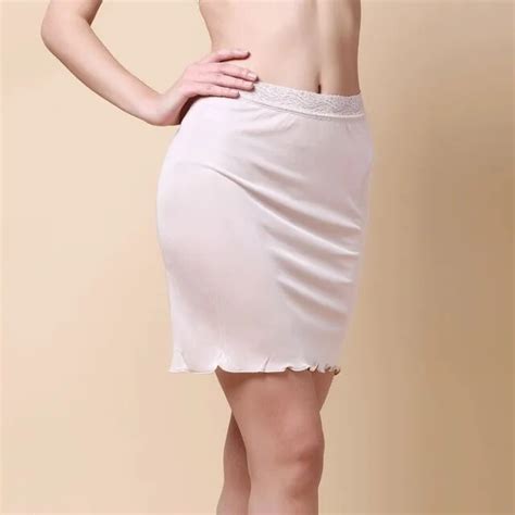 Silk Double Knit Lace Skirt Female Silk Lining Bottom Underskirt Half Slips Dress Women Ropa