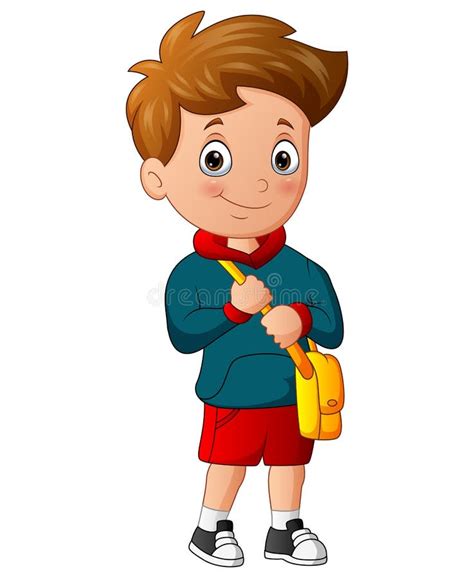 Cartoon Of School Boy Holding A Bag Stock Vector Illustration Of