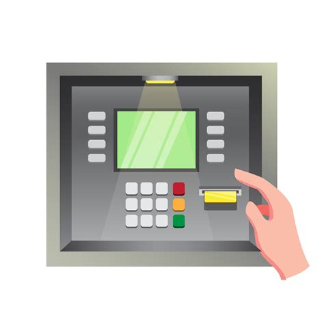 Atm Machine With Human Hand Banking Transaction Realistic Flat Cartoon