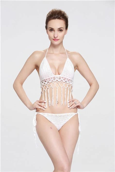 Hualong Sexy Two Pieces Fringe Crochet Halter Bikini Online Store For
