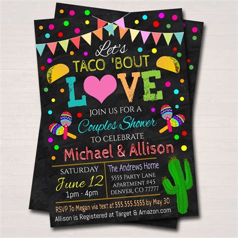 Editable Let's Taco 'Bout Love Invite Fiesta Nacho | Etsy | Couple ...