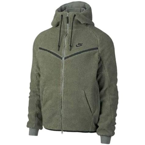 Nike Nike Mens Nsw Tech Fleece Sherpa Windrunner Jacket Green Aq2767