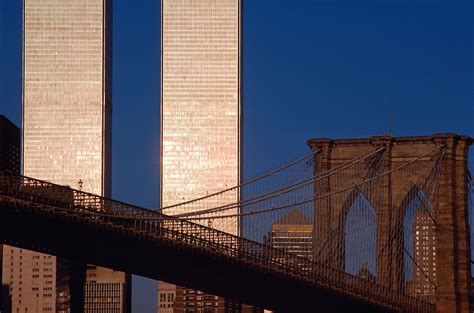 Brooklyn Bridge And Twin Towers New York City Ny Bridge