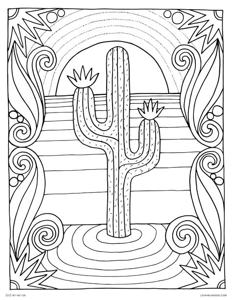 Printable Desert Sunset Coloring Page