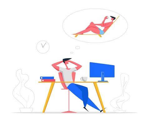 Premium Vector Happy Businessman Relaxing At Office Workplace Illustration