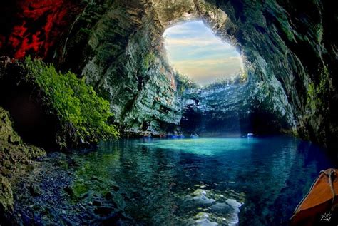 Kefalonias Well Known Melissani Undercover Cave In Greece Landscape