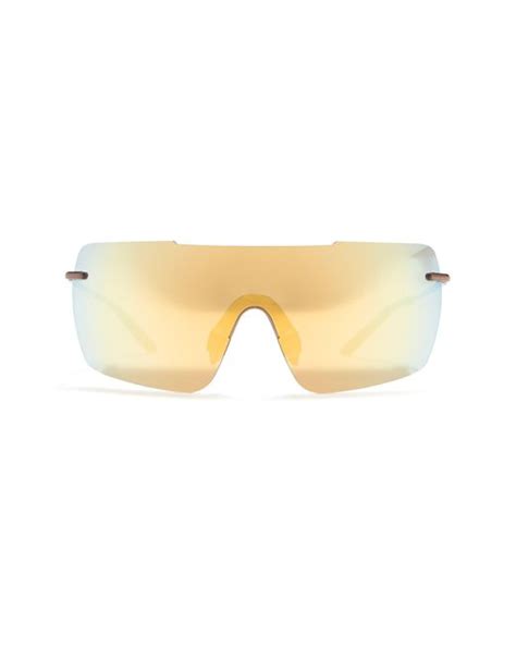 nike 57mm meridian bold shield sunglasses in walnut gold mirror at nordstrom rack in metallic lyst