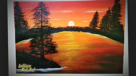 Lukisan SUNSET di Ujung danau | Tutorial dan Teknik Lukis ACRYLIC - YouTube