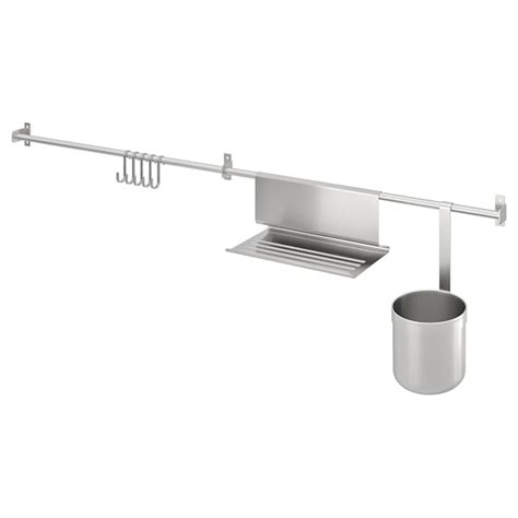 Сушилка посудная ikea kungsfors кунгсфорс 403.712.30. KUNGSFORS Rails w hooks, tblt stand+container - stainless ...