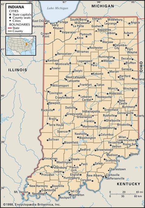 Political Map Of Indiana Map Vector