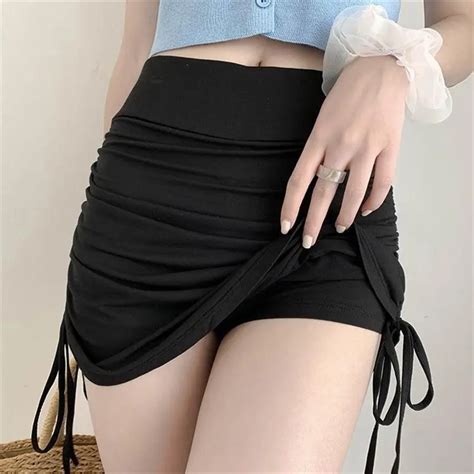 Minifaldas El Sticas Para Mujer Faldas Femeninas De Estilo Harajuku Con Cord N Lateral Sexy Y2k