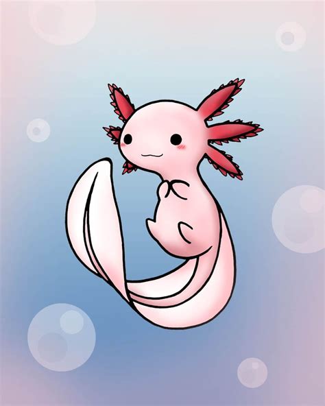 Chibi Axolotl By Havenrelis On Deviantart Axolotl Cute Cute Drawings