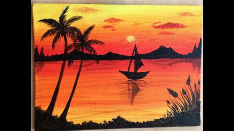 How To Paint A Sunset Using Acrylic For Beginnersarteasy Sunset