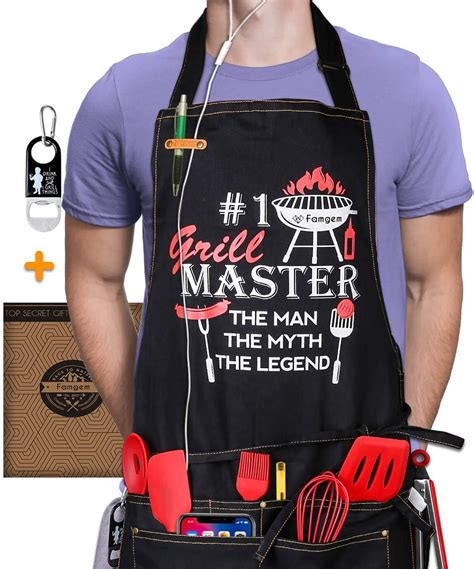 Grilling Aprons Grill Master For Mens Professional Grade Bbq Chef