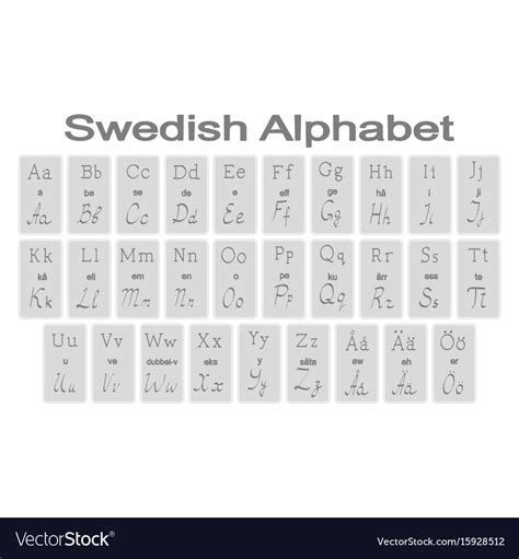 Set Of Monochrome Icons With Swedish Alphabet Vector Image