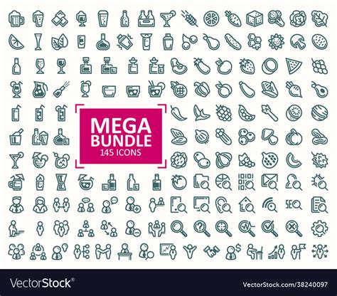 Big Bundle Set Fine Line Icons 32x32 Pixel Vector Image