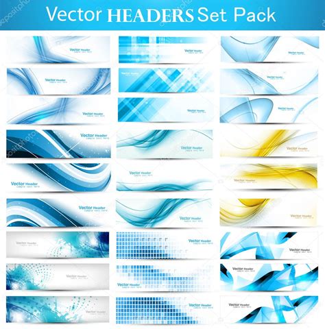 Abstract Collection Horizontal Wave Headers Vector — Stock Vector