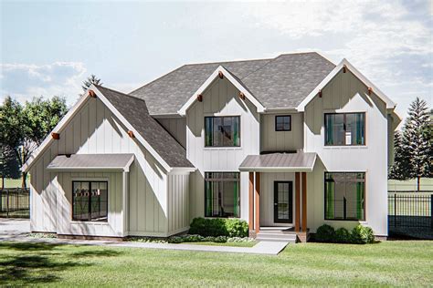 5 Bed New American House Plan With Upstairs Bedrooms 62764dj